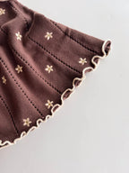Pointelle Tie Dress | Brown Embroidery Daisy
