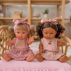 Doll Clothing - Red & Ivory Frilled Three-Piece Set with Croissant