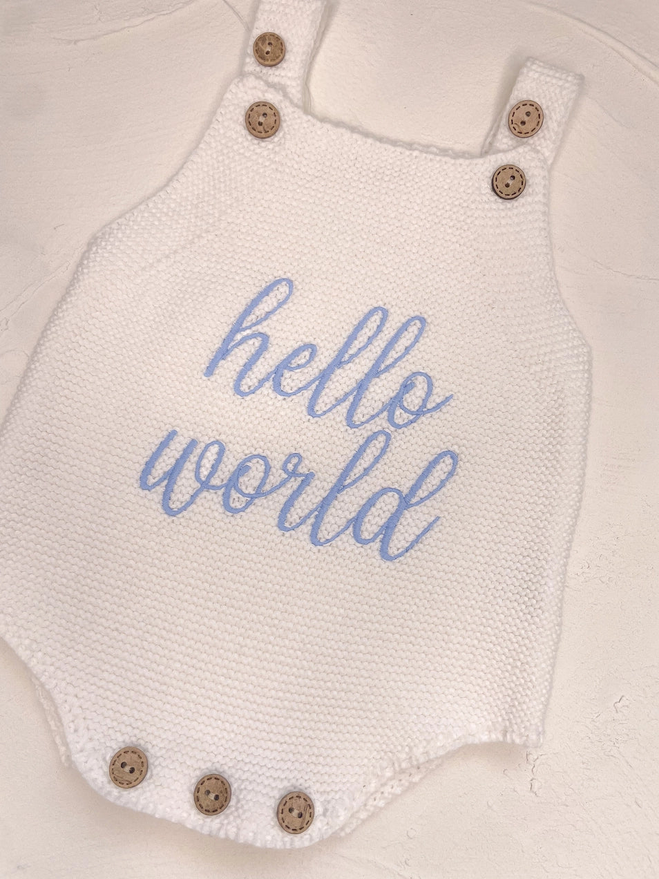Hello World Romper - Blue