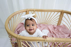 Organic Knitted Headband Bow - Pearl White