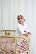 Penelope Frill Organic Knit Romper - Pearl White