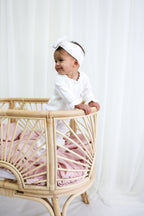 Organic Knitted Headband Bow - Pearl White