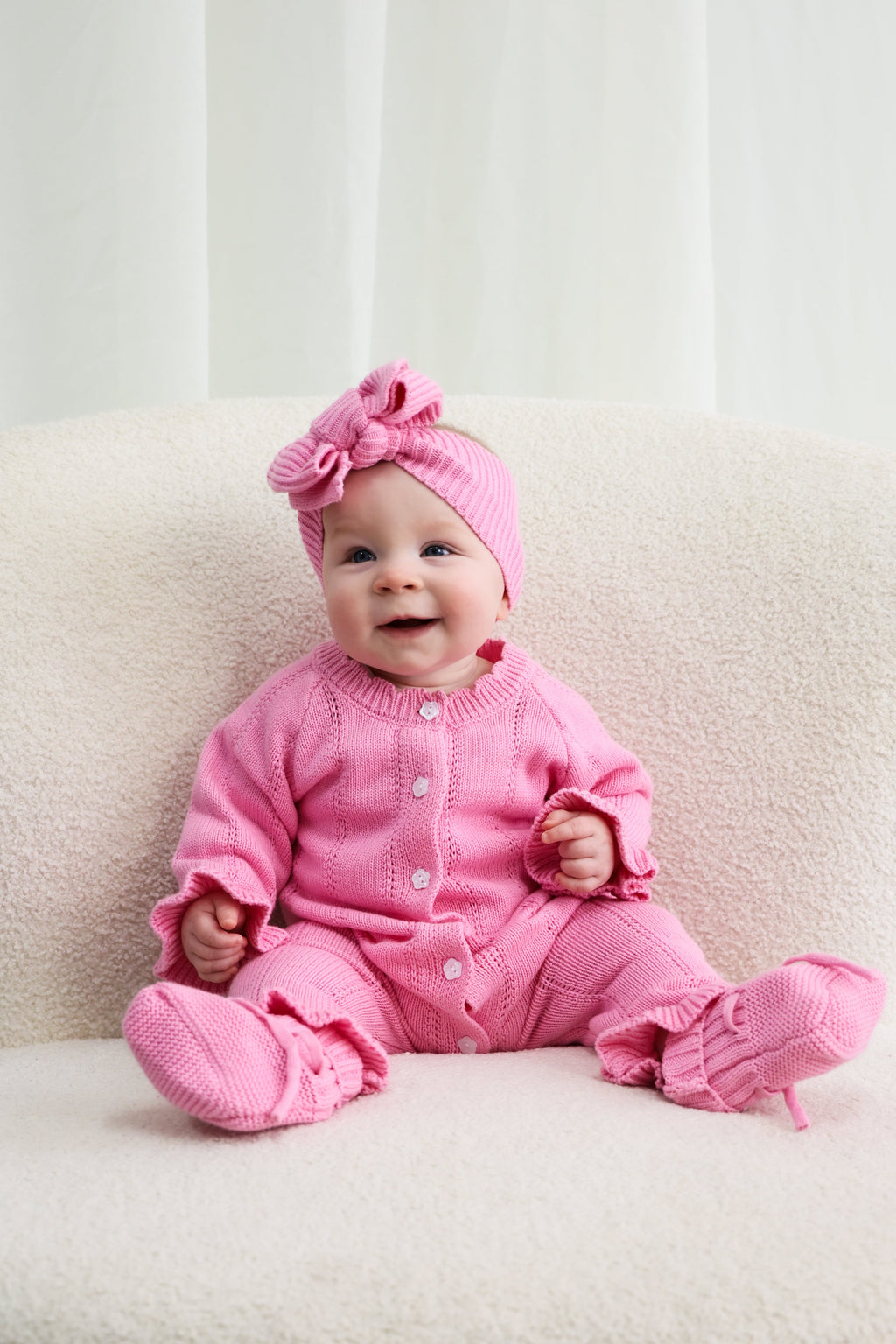 Penelope Frill Organic Knit Romper - Blossom