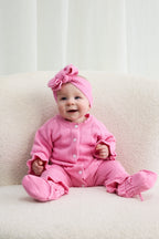 Penelope Frill Organic Knit Romper - Blossom