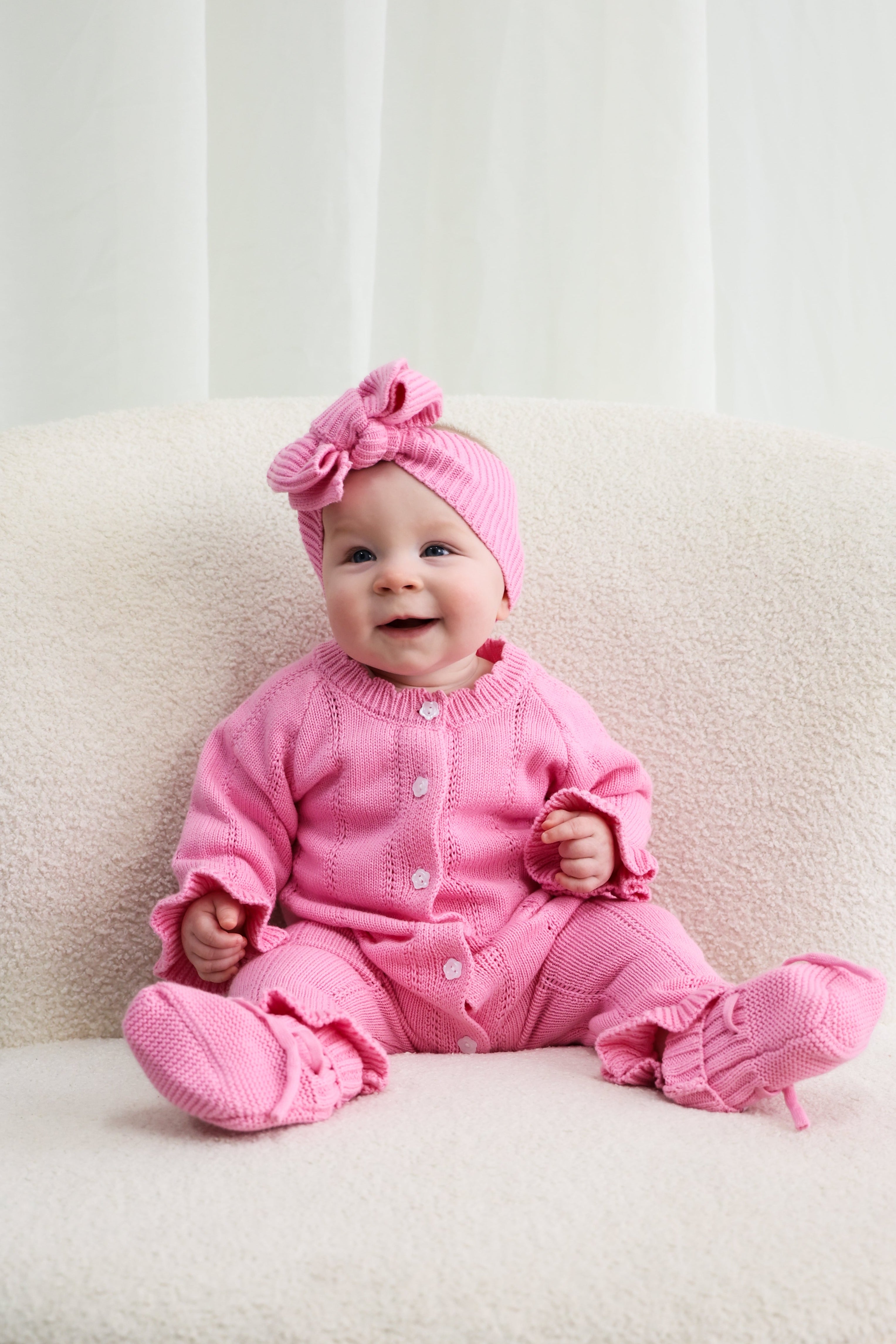 Penelope Frill Organic Knit Romper - Blossom