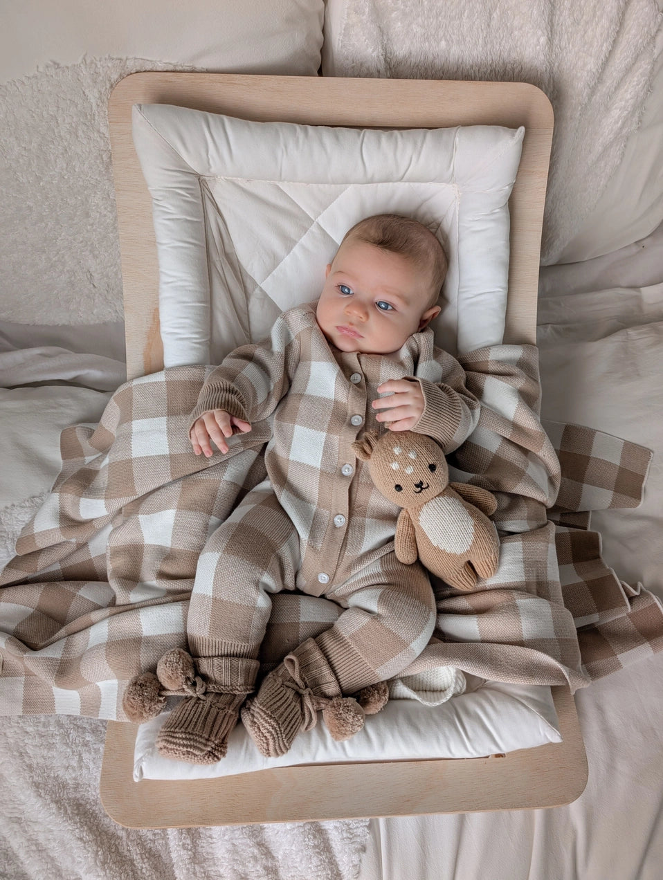 Gingham Romper | Teddy Brown