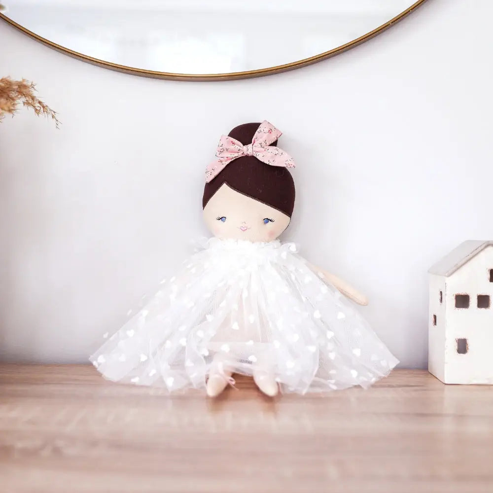 Mia Doll 44cm White Flocked Heart Tulle