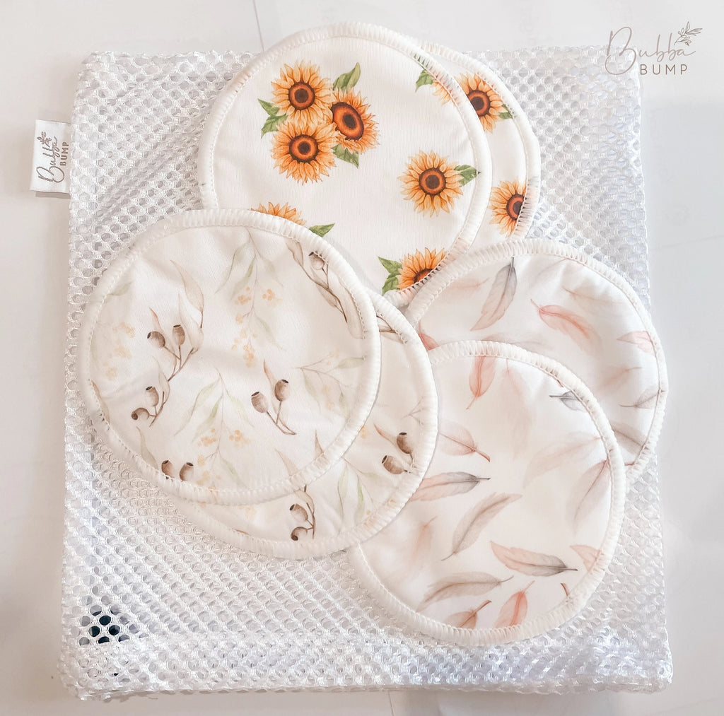 14 Pack Organic Bamboo Reusable Breast Pads - Mixed Pattern