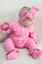 Organic Knitted Headband Bow - Blossom