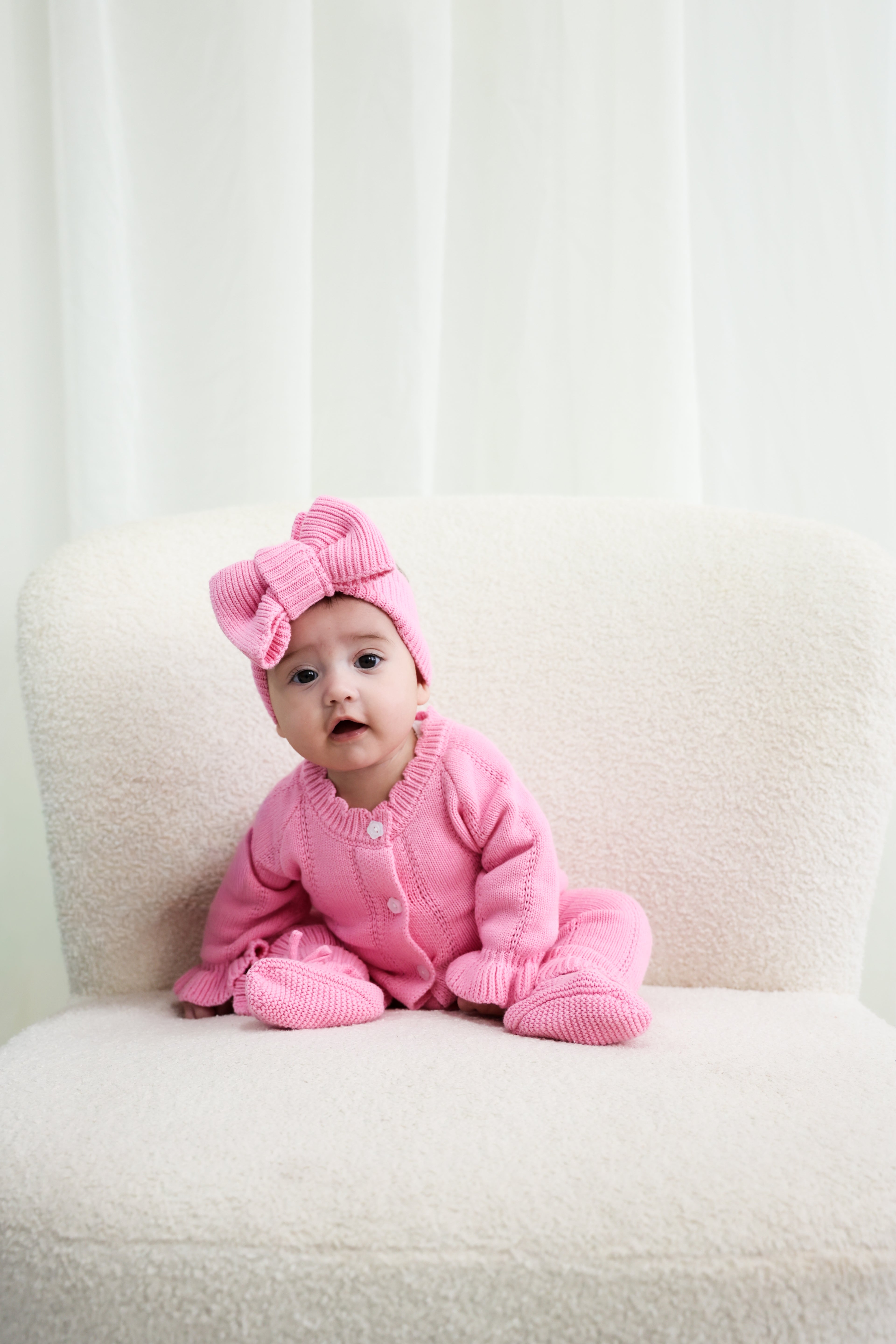 Organic Knitted Headband Bow - Blossom