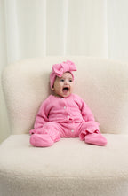 Penelope Frill Organic Knit Romper - Blossom