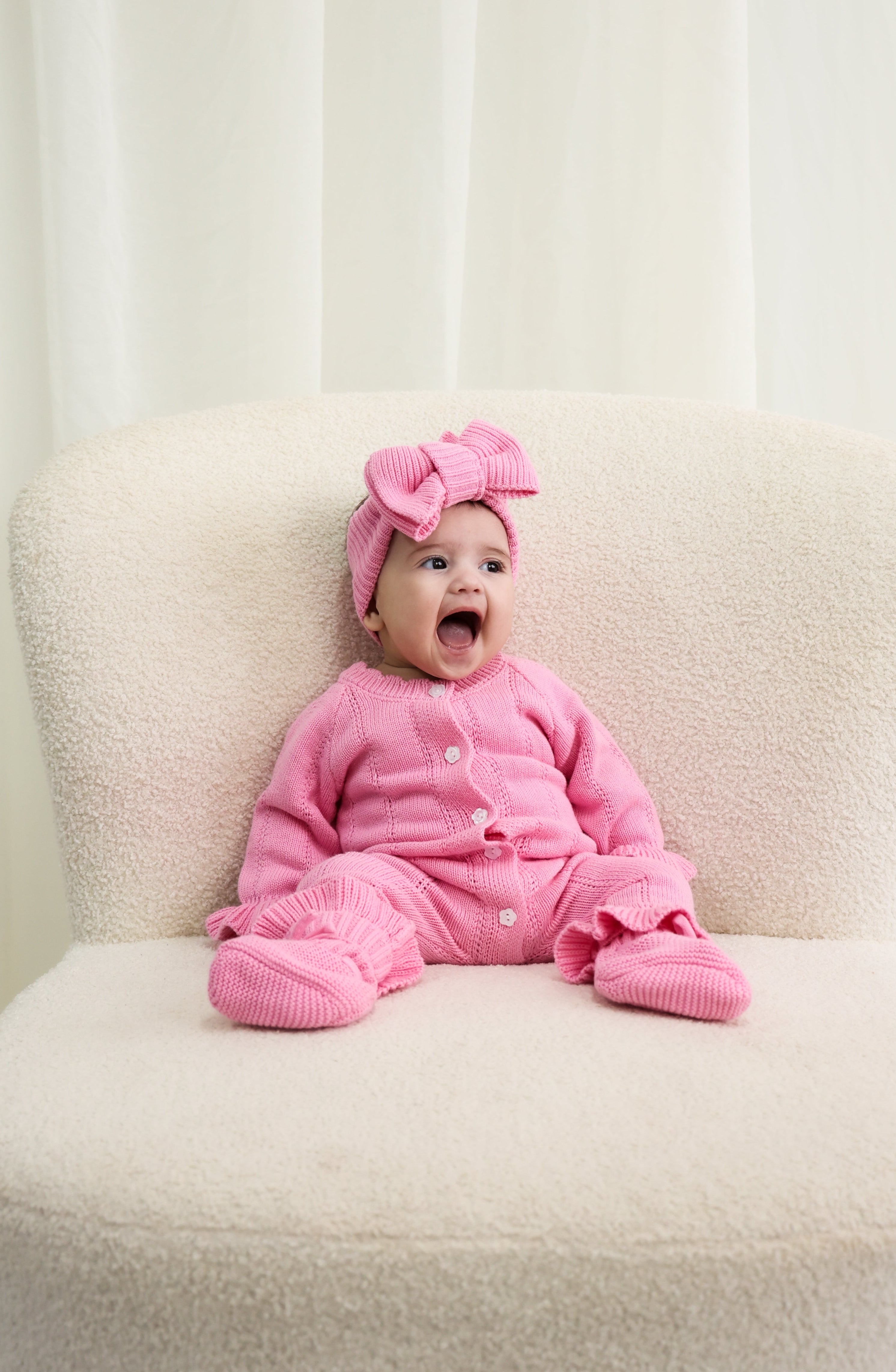 Penelope Frill Organic Knit Romper - Blossom