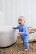 Signature Organic Chunky Knit Romper - Bluebell