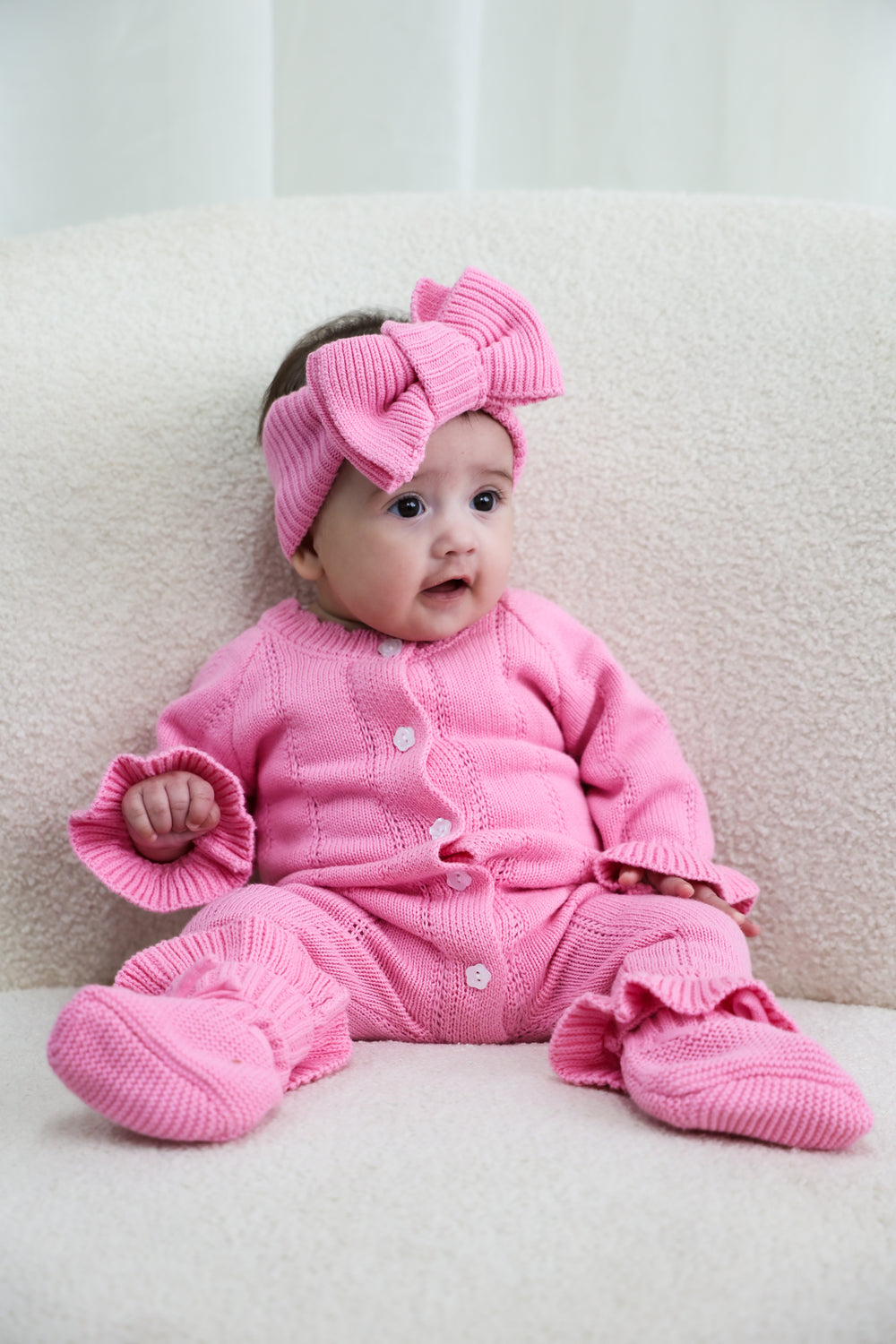 Penelope Frill Organic Knit Romper - Blossom