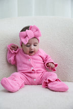 Organic Knitted Headband Bow - Blossom