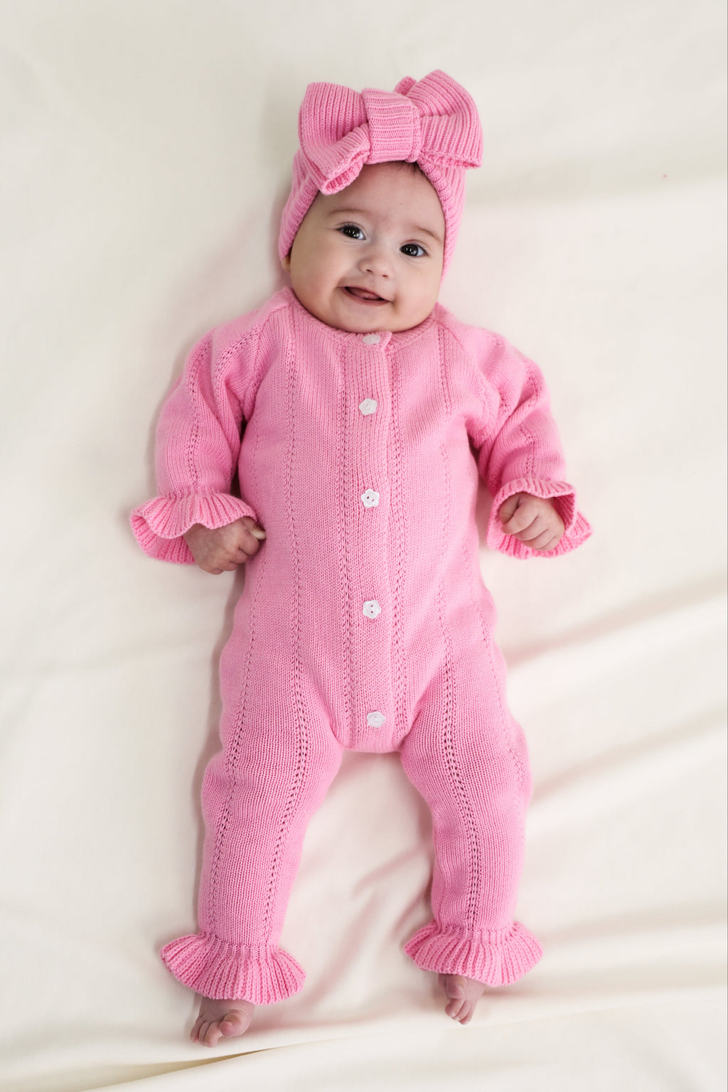 Penelope Frill Organic Knit Romper - Blossom
