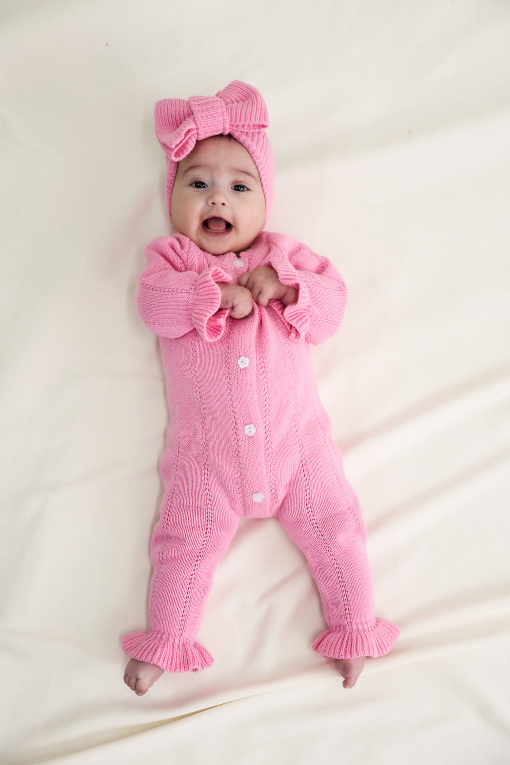 Penelope Frill Organic Knit Romper - Blossom
