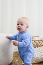 Signature Organic Chunky Knit Romper - Bluebell