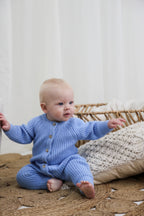 Signature Organic Chunky Knit Romper - Bluebell