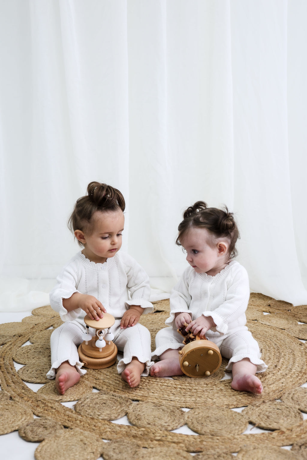 Penelope Frill Organic Knit Romper - Pearl White