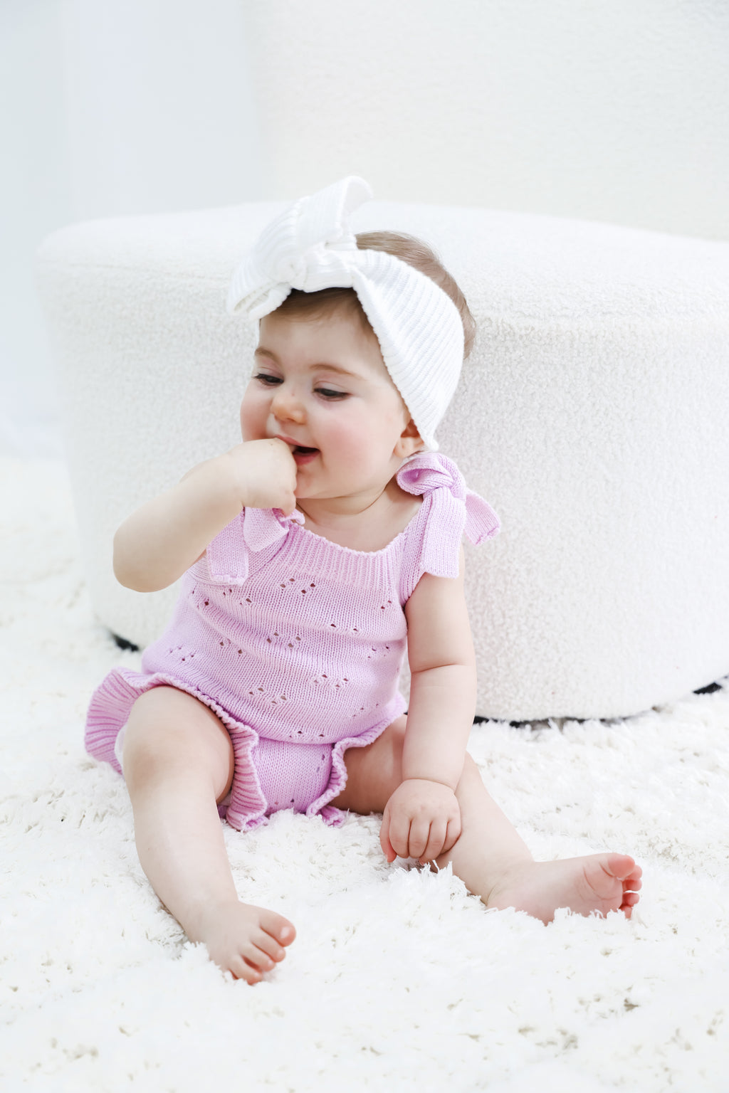 Pointelle Summer Knit Romper - Lilac