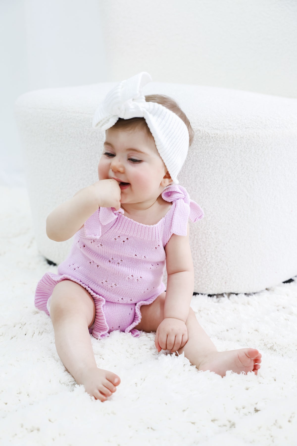Pointelle Summer Knit Romper - Lilac