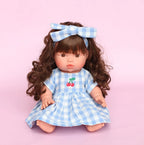 Doll Clothing - Sky Blue Cherry Gingham Chloe Dress + Bow