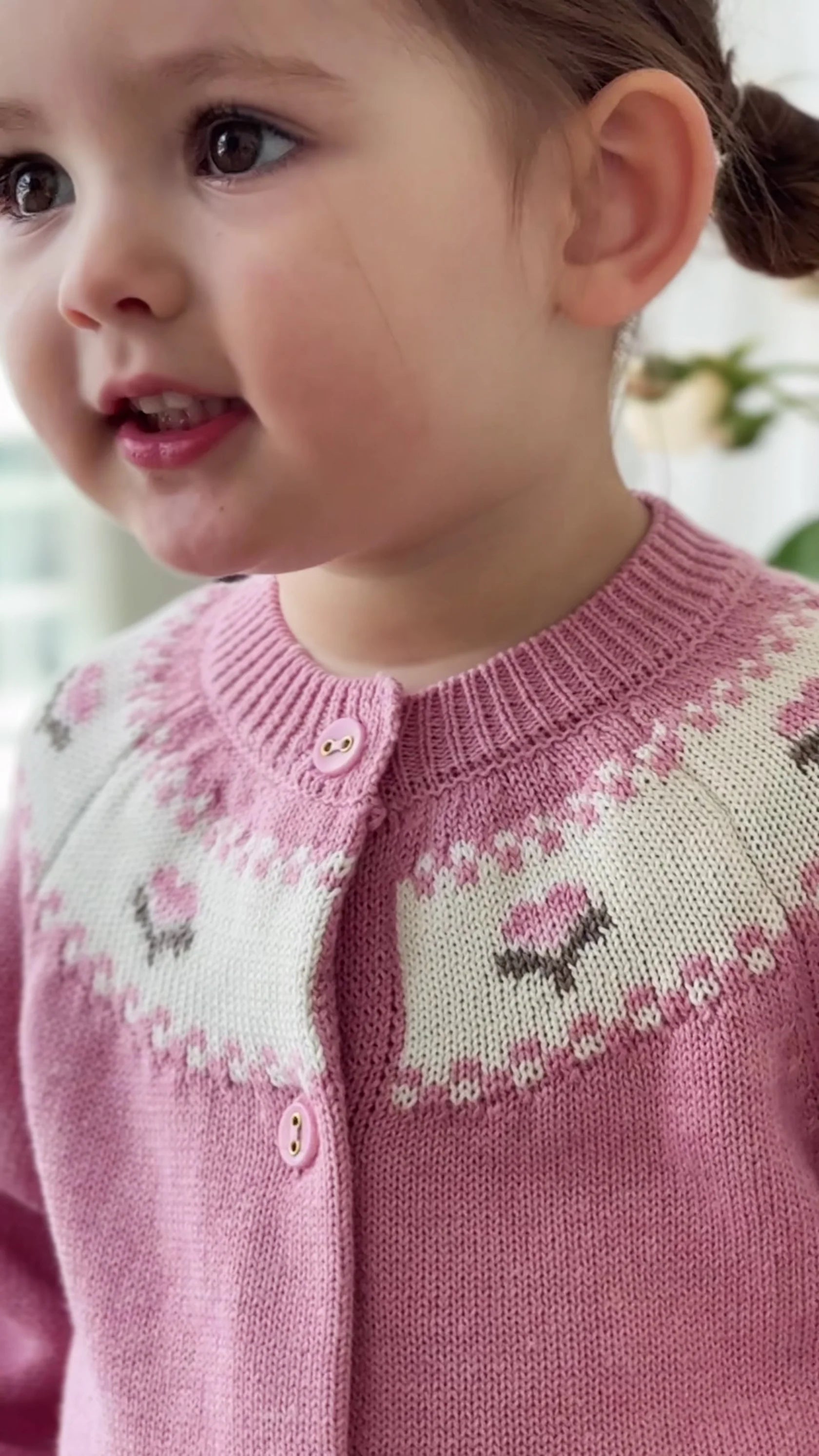 Annette Jacquard Cardigan - Pink Flutter Marle