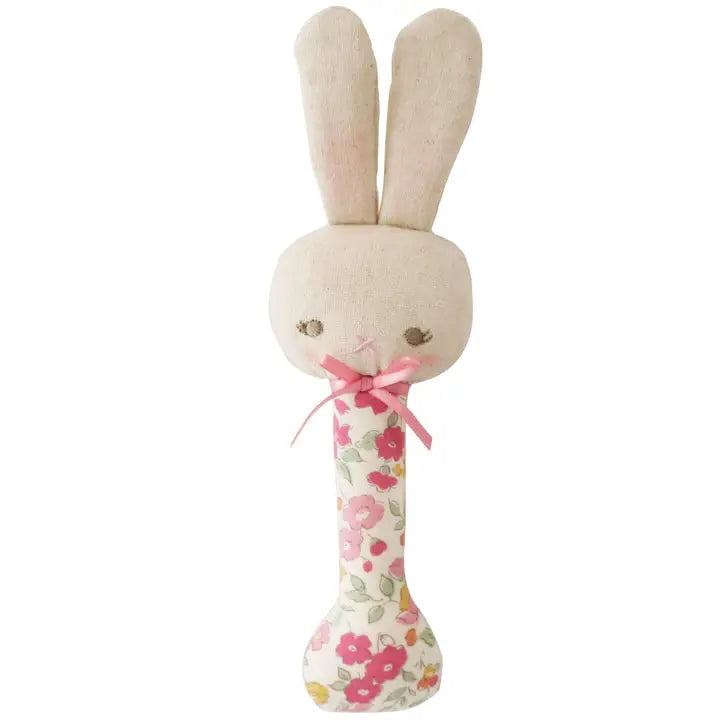 Baby Bunny Stick Rattle Rose Garden