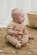 Signature Organic Chunky Knit Romper - Biscuit