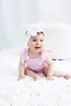 Pointelle Summer Knit Romper - Lilac