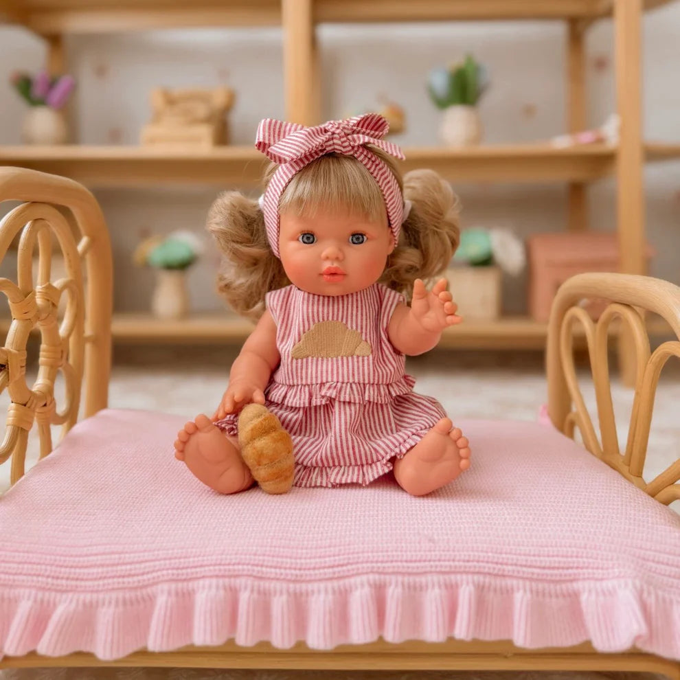 COMING SOON Doll Clothing - Red & Ivory Frilled Three-Piece Set with Croissant