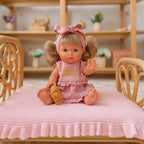 Doll Clothing - Red & Ivory Frilled Three-Piece Set with Croissant