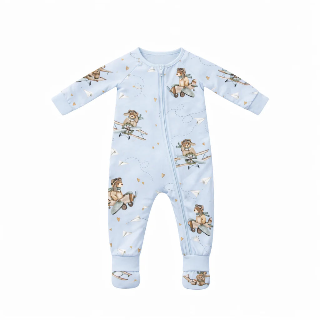 Aviator Teddy | Bamboo Zipsuit
