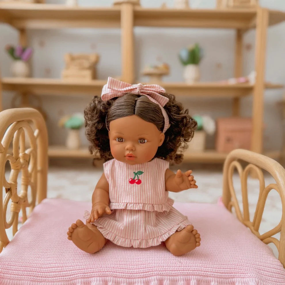 COMING SOON Doll Clothing - Pink & Ivory Frilled Three-Piece Set with Cherries