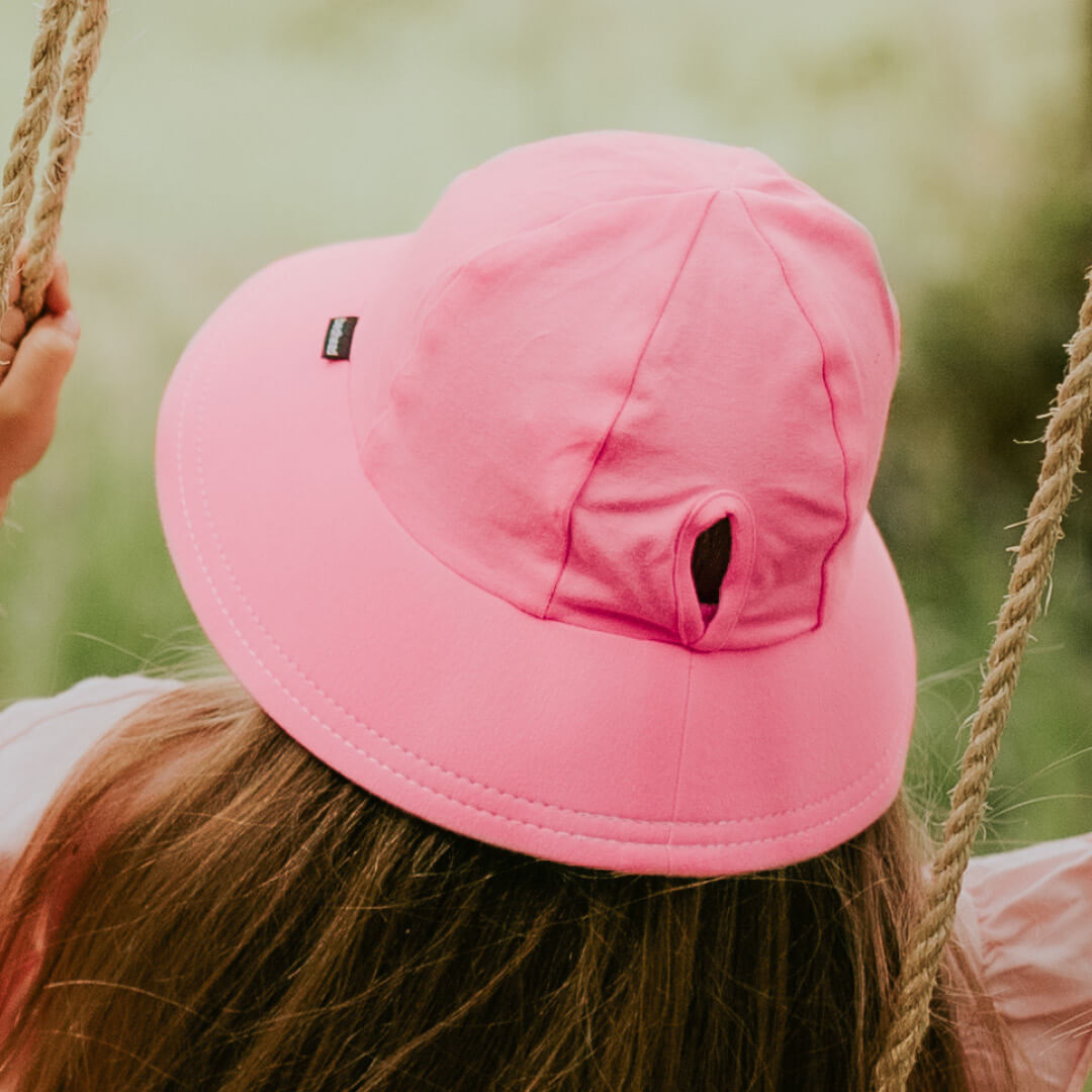 Ponytail Bucket Sun Hat - Baby Pink