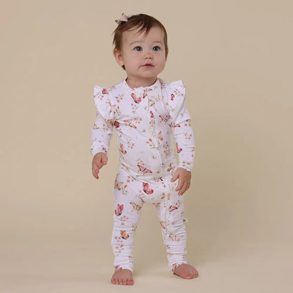 Butterfly Organic Snugglesuit Convertible Romper with Frill