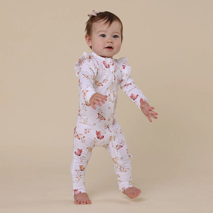 Butterfly Organic Snugglesuit Convertible Romper with Frill