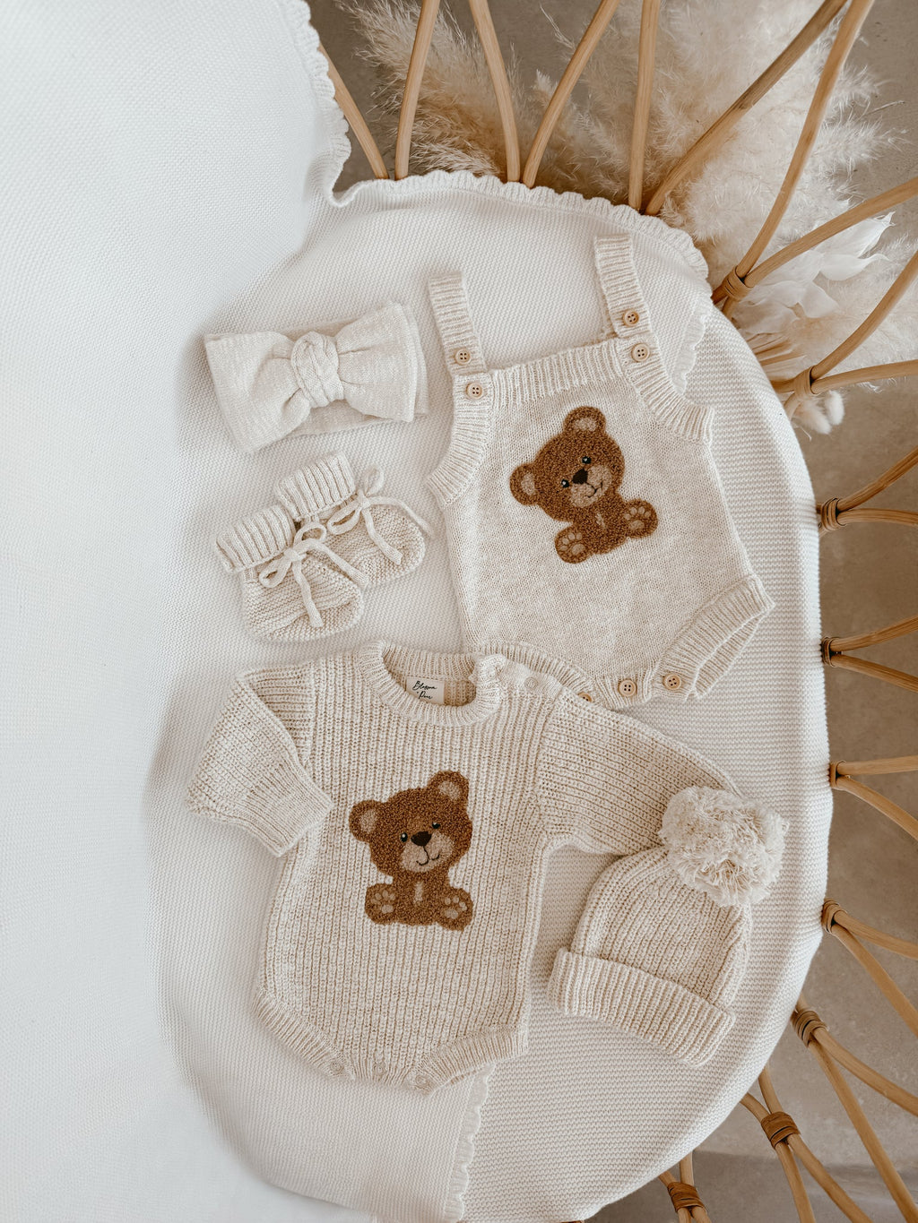 Bear Singlet Knit Romper - Honey