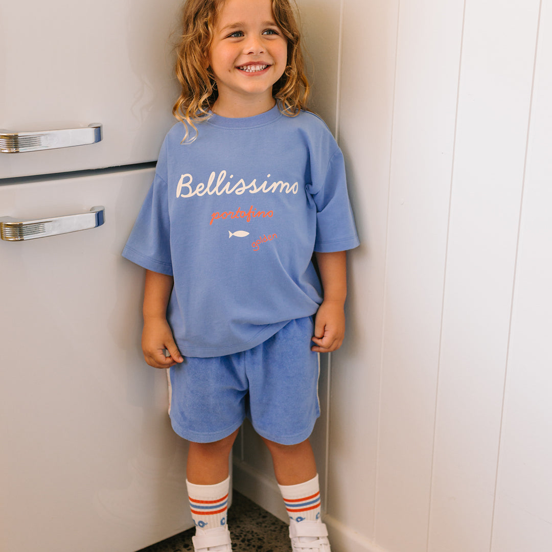 Bellissimo Mid Sleeve Tee Pool Blue