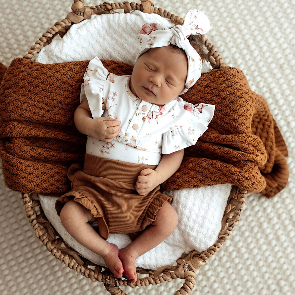 Butterfly Short Sleeve Organic Bodysuit with Frill