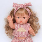 Doll Clothing - Red & Ivory Frilled Three-Piece Set with Croissant