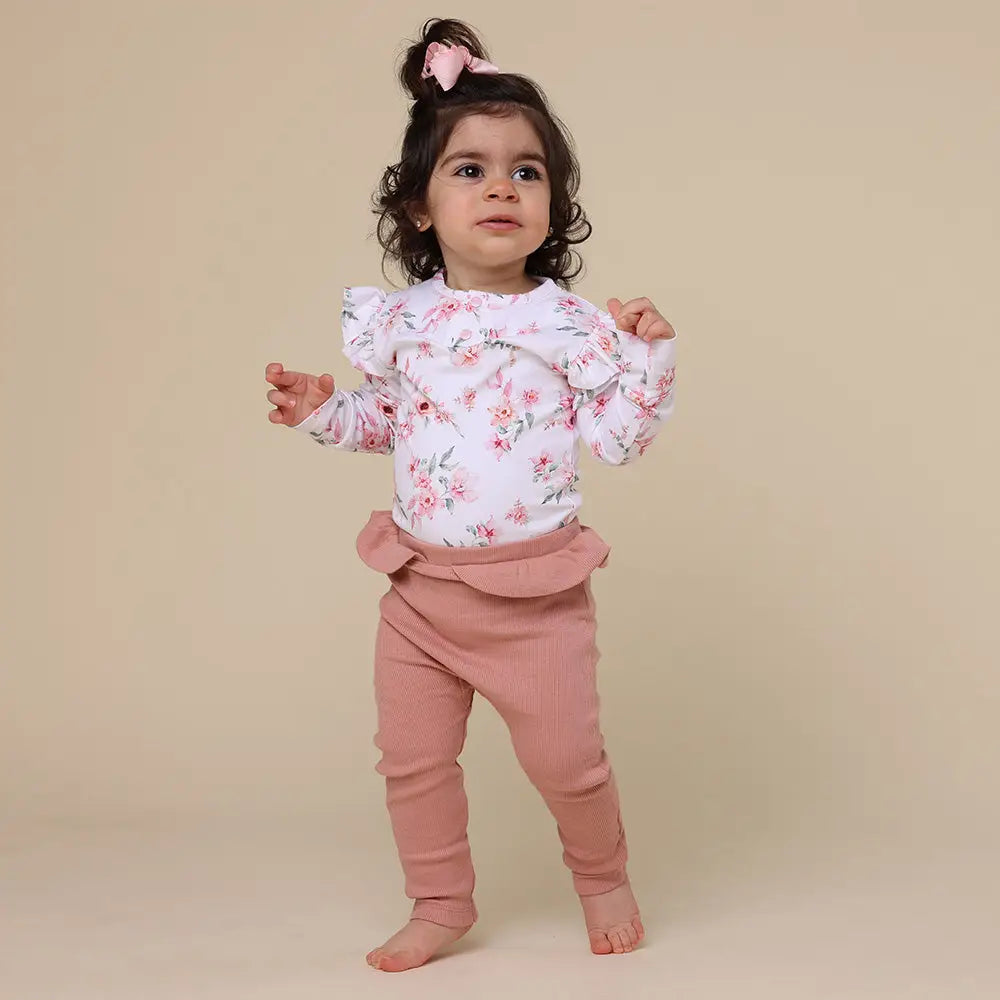 Camille Long Sleeve Organic Bodysuit with Frill