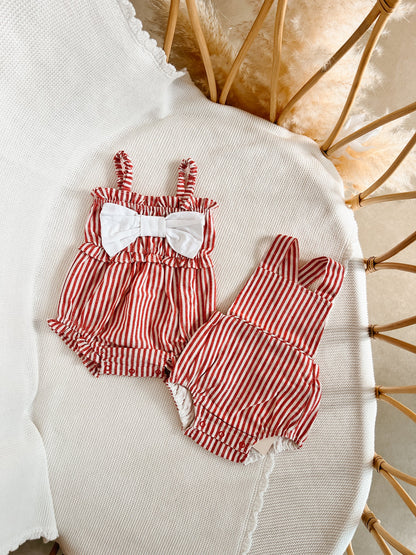 Candy Stripe Cross Back Romper