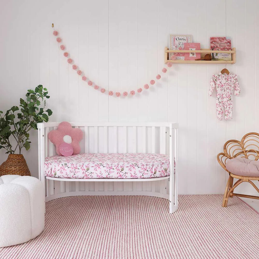 Cherry Blossom Organic Fitted Cot Sheet