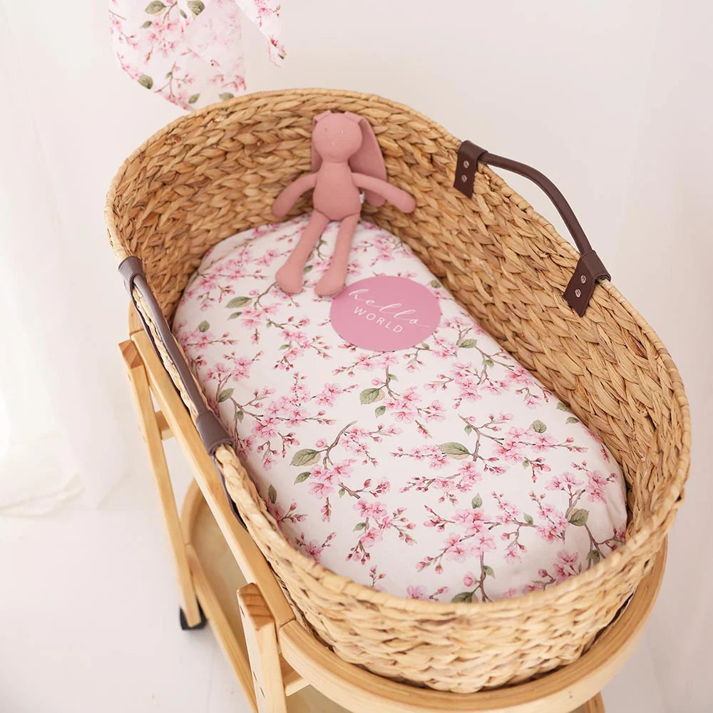 Cherry Blossom Organic Bassinet Sheet / Change Pad Cover