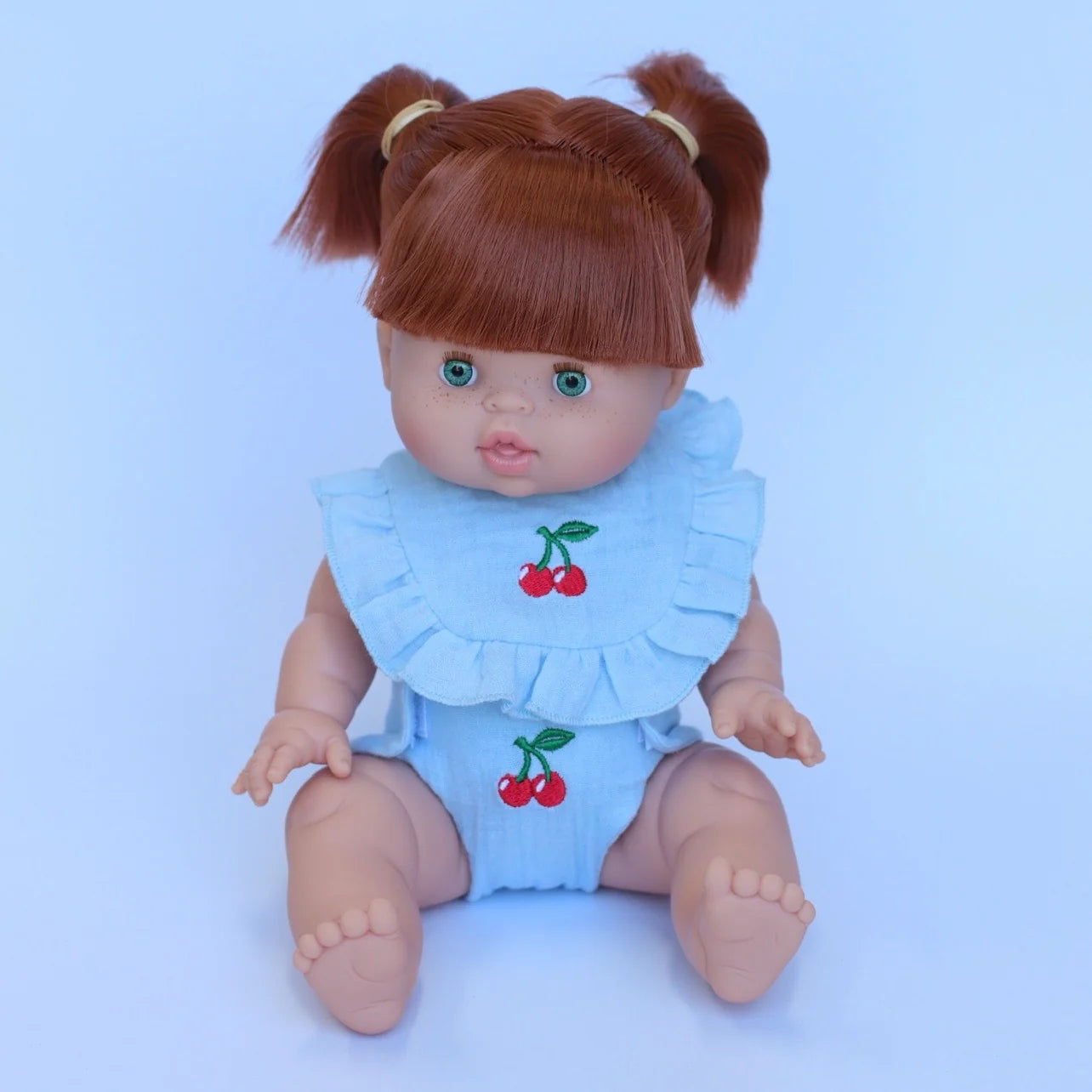 🍒 Cherry Frilled Bib & Diaper Doll Set