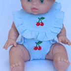 🍒 Cherry Frilled Bib & Diaper Doll Set