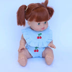 🍒 Cherry Frilled Bib & Diaper Doll Set