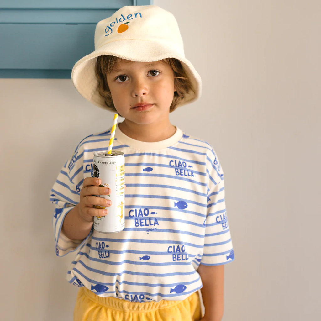 COMING SOON Ciao Bella Pesci Mid Sleeve Tee Buttercream Stripe